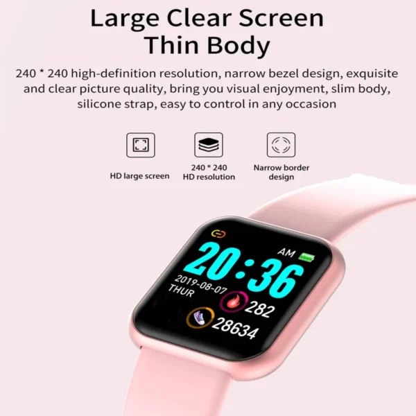 Montre connectée pour femmes et hommes – Bracelet intelligent avec Bluetooth, lecteur de musique, suivi sportif, moniteur de sommeil et affichage digital – Image 14