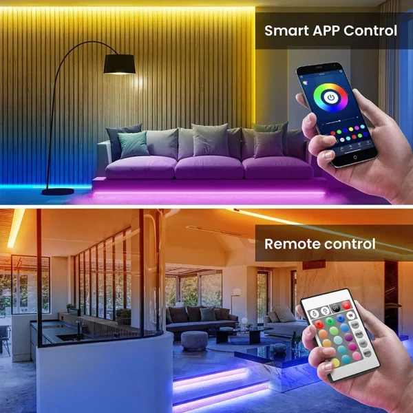 Bluetooth LED Strip Lights Smart SMD 5050 APP Remote Control Flexible Ribbon Diode Lamp Tape TV Backlights Game Room Home Decor – Image 12