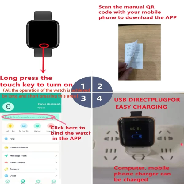 Montre connectée pour femmes et hommes – Bracelet intelligent avec Bluetooth, lecteur de musique, suivi sportif, moniteur de sommeil et affichage digital – Image 19