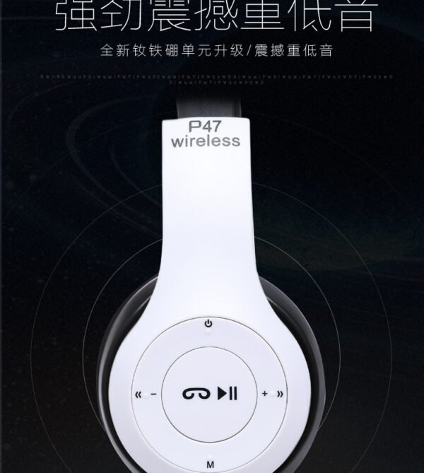 Casque stéréo P47 Bluetooth 5.0 – Sans fil, pliable, idéal pour le sport et le gaming – Compatible iPhone, Xiaomi et autres appareils. – Image 12