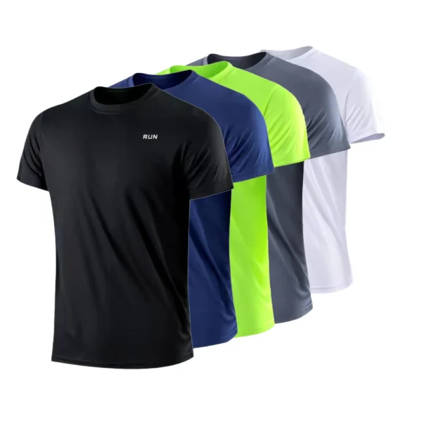 T-shirt de sport homme à séchage rapide – Manches courtes, col rond, respirant et léger – Idéal pour la gym, le running et l'entraînement.
