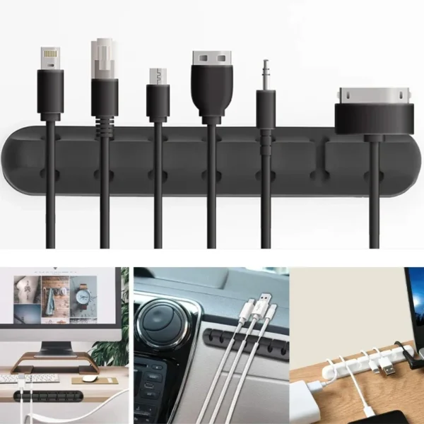 Organisateur de câbles USB en silicone NNBILI – Enrouleur et support de câbles pour bureau – Gestion et rangement des fils pour souris, casque et accessoires – Image 3