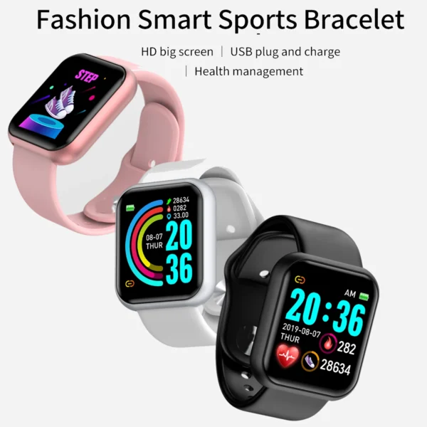 Montre connectée pour femmes et hommes – Bracelet intelligent avec Bluetooth, lecteur de musique, suivi sportif, moniteur de sommeil et affichage digital – Image 5
