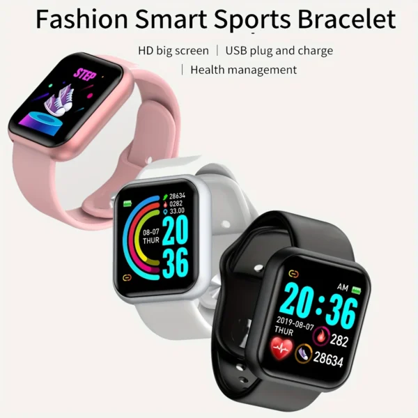 Montre connectée pour femmes et hommes – Bracelet intelligent avec Bluetooth, lecteur de musique, suivi sportif, moniteur de sommeil et affichage digital – Image 15