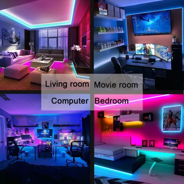 Bluetooth LED Strip Lights Smart SMD 5050 APP Remote Control Flexible Ribbon Diode Lamp Tape TV Backlights Game Room Home Decor – Image 16