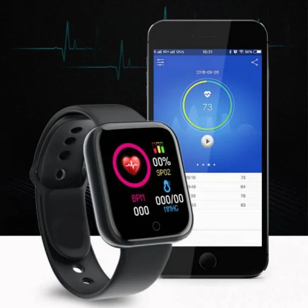 Montre connectée pour femmes et hommes – Bracelet intelligent avec Bluetooth, lecteur de musique, suivi sportif, moniteur de sommeil et affichage digital – Image 6