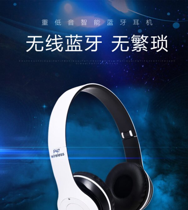 Casque stéréo P47 Bluetooth 5.0 – Sans fil, pliable, idéal pour le sport et le gaming – Compatible iPhone, Xiaomi et autres appareils. – Image 8