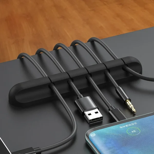 Organisateur de câbles USB en silicone NNBILI – Enrouleur et support de câbles pour bureau – Gestion et rangement des fils pour souris, casque et accessoires – Image 17