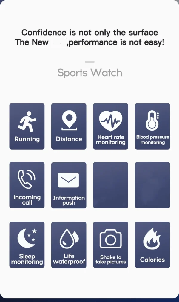 Montre connectée pour femmes et hommes – Bracelet intelligent avec Bluetooth, lecteur de musique, suivi sportif, moniteur de sommeil et affichage digital – Image 12