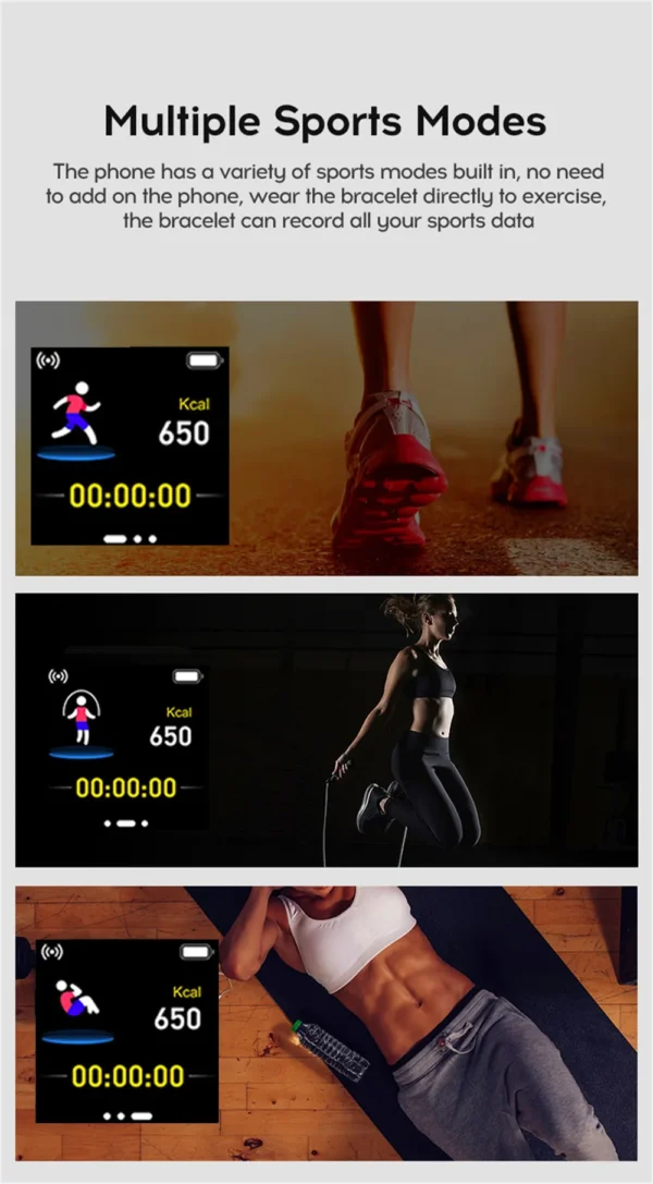 Montre intelligente multifonction pour hommes, femmes et enfants – Notifications, contrôle de la musique, sport, podomètre, compteur de calories, alarme – Modèle D13 / 116Plus – Image 13