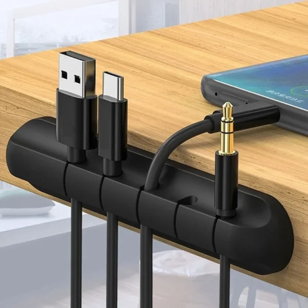 Organisateur de câbles USB en silicone NNBILI – Enrouleur et support de câbles pour bureau – Gestion et rangement des fils pour souris, casque et accessoires – Image 18