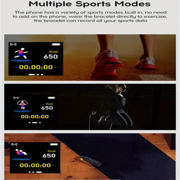 Montre connectée pour femmes et hommes – Bracelet intelligent avec Bluetooth, lecteur de musique, suivi sportif, moniteur de sommeil et affichage digital – Image 4