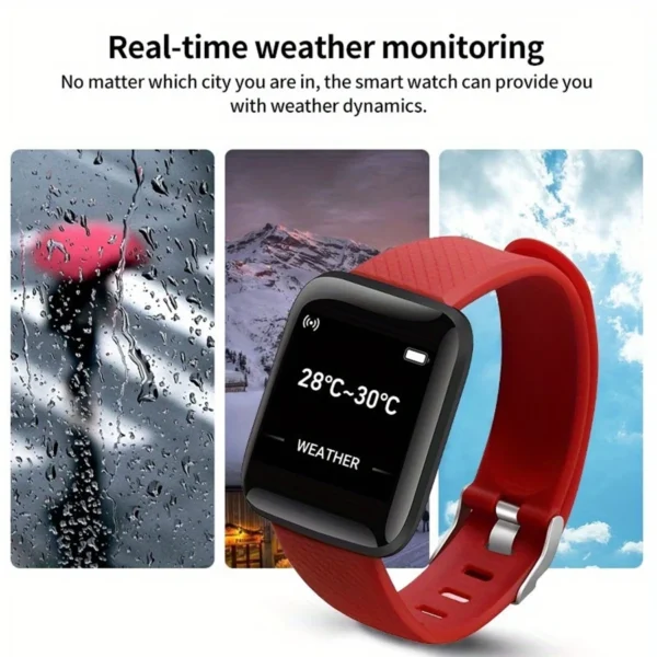 Montre intelligente multifonction pour hommes, femmes et enfants – Notifications, contrôle de la musique, sport, podomètre, compteur de calories, alarme – Modèle D13 / 116Plus – Image 6