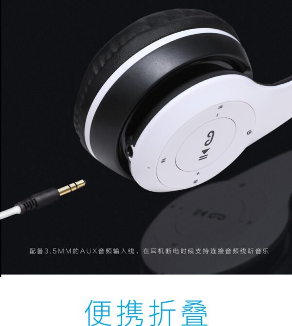 Casque stéréo P47 Bluetooth 5.0 – Sans fil, pliable, idéal pour le sport et le gaming – Compatible iPhone, Xiaomi et autres appareils. – Image 17