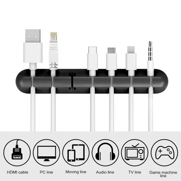 Organisateur de câbles USB en silicone NNBILI – Enrouleur et support de câbles pour bureau – Gestion et rangement des fils pour souris, casque et accessoires – Image 19