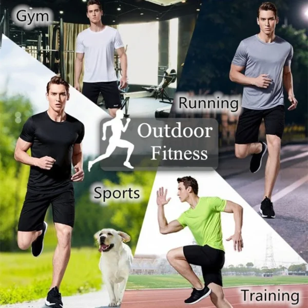 T-shirt de sport homme à séchage rapide – Manches courtes, col rond, respirant et léger – Idéal pour la gym, le running et l'entraînement. – Image 6