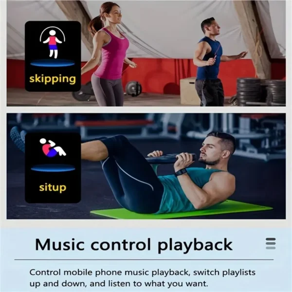 Montre intelligente multifonction pour hommes, femmes et enfants – Notifications, contrôle de la musique, sport, podomètre, compteur de calories, alarme – Modèle D13 / 116Plus – Image 4