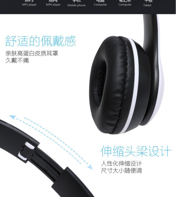 Casque stéréo P47 Bluetooth 5.0 – Sans fil, pliable, idéal pour le sport et le gaming – Compatible iPhone, Xiaomi et autres appareils. – Image 20