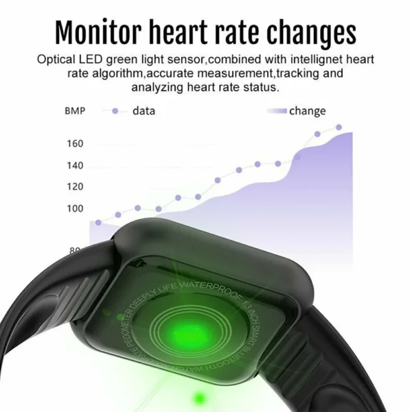 Montre connectée pour femmes et hommes – Bracelet intelligent avec Bluetooth, lecteur de musique, suivi sportif, moniteur de sommeil et affichage digital – Image 20