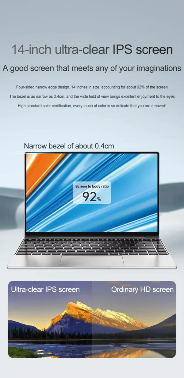 Laptop Computer Windows 11 Pro Intel Celeron N4000 2025 Notebook PC Gamer 12GB DDR4 512GB 1TB SSD 1920*1080 Office Computer PC – Image 10