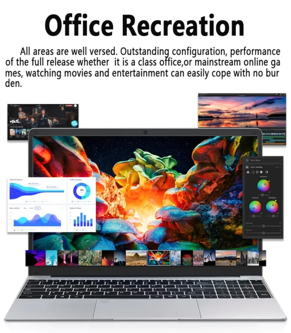 15.6" Windows 11 Pro Laptops Intel Celeron N4000 16GB RAM 1TB SSD Laptops Office Computer PC Fingerprint Unlock Notebook – Image 12