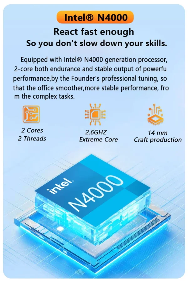 Laotop "Fingerprint Unlock lock tap Windows 11 Pro Computer Intel Celero N4000 16GB RAM 1TB SSD sheet Office Computer PC – Image 9