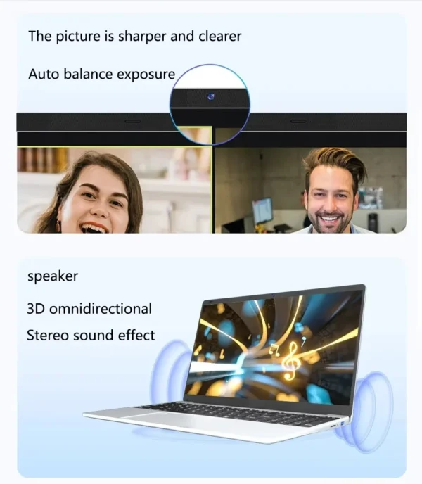 15.6" Windows 11 Pro Laptops Intel Celeron N4000 16GB RAM 1TB SSD Laptops Office Computer PC Fingerprint Unlock Notebook – Image 14