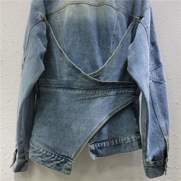 Solid Slimming Spliced Buttons Fashion Jackets for Women Lapel Long Sleeves Patchwork Folds High Street Coat Female New – Image 8