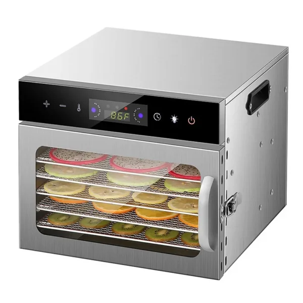 220V/110V 6 Layers Food Dehydrator Stainless Steel Fruit Vegetable Meat Beef Jerky Dryer Machine Snacks Dehydration Touch Panel