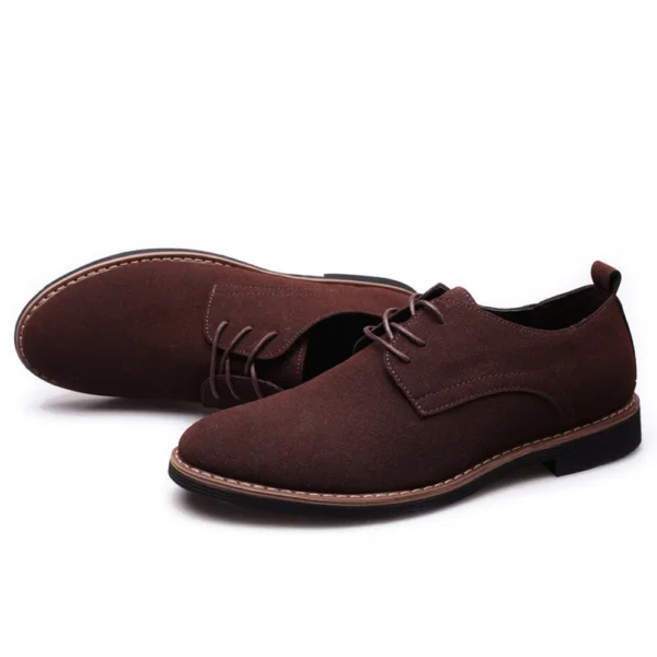 Chaussures homme en cuir suédé – Style Oxford décontracté et classique – Baskets confortables, chaussures habillées à semelle plate, grandes tailles disponibles – Image 6