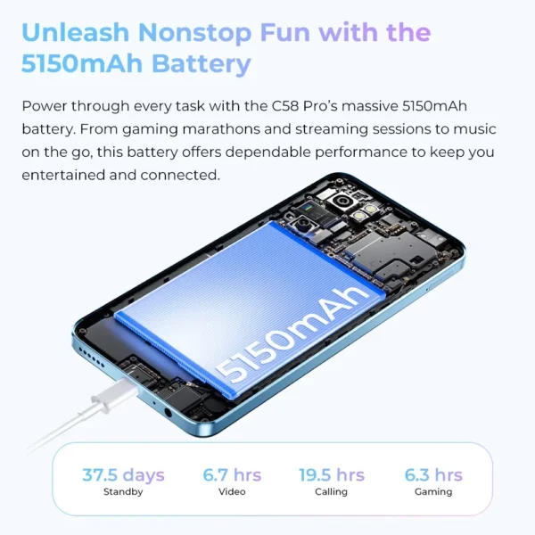 OUKITEL C58 Pro Phone Portable - 6.7 " - 24Go + 256 Go - 50MP-5150mAh-Android Smartphone 14 - NFC GPS Double SIM 4G – Image 4