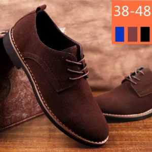 Chaussures homme en cuir suédé – Style Oxford décontracté et classique – Baskets confortables, chaussures habillées à semelle plate, grandes tailles disponibles