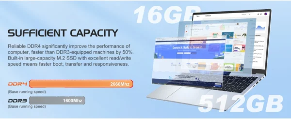 ACEMAGIC 15.6" Ultra Slim Laptop 16GB RAM 512GB SSD Intel N97 Notebook Gamer 1920*1080 Display Office Study Computer Windows 11 – Image 9