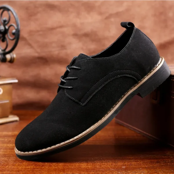 Chaussures homme en cuir suédé – Style Oxford décontracté et classique – Baskets confortables, chaussures habillées à semelle plate, grandes tailles disponibles – Image 8