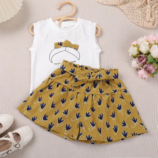 Ensemble vêtements fille Bear Leader – Nouvelle collection été, tenue décontractée 2 pièces : haut + pantalon – Mode enfant pour filles de 3 à 7 ans – Image 7
