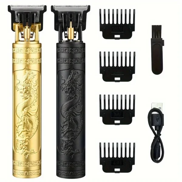 Tondeuse électrique vintage T9 – Rasoir professionnel rechargeable pour hommes – Coupe de cheveux précise, design Dragon ou Bouddha, idéale pour barbiers – Image 4