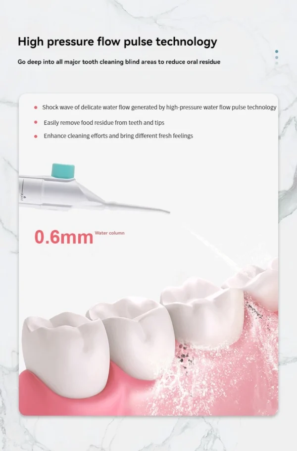 Irrigateur buccal haute pression portable – Nettoyeur dentaire à eau pour l’hygiène des dents – Brosse à eau manuelle pour un nettoyage efficace – Image 12