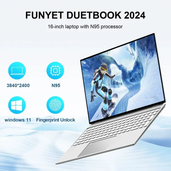 16"Gaming Laptop-Intel Celeron N95 4K HD 120Hz 32GB RAM 2TB SSD Windows 11 Fingerprint Unlock High-Performance Office&Gaming PC – Image 11