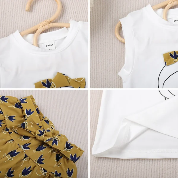 Ensemble vêtements fille Bear Leader – Nouvelle collection été, tenue décontractée 2 pièces : haut + pantalon – Mode enfant pour filles de 3 à 7 ans – Image 14
