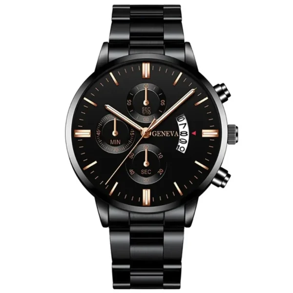 Fashion Men Black Stainless Steel Watch Luxury Calendar Quartz Wrist Watch Mens Business Watches for Man Clock Relogio Masculino – Image 9