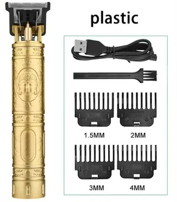 Tondeuse électrique vintage T9 – Rasoir professionnel rechargeable pour hommes – Coupe de cheveux précise, design Dragon ou Bouddha, idéale pour barbiers – Image 7
