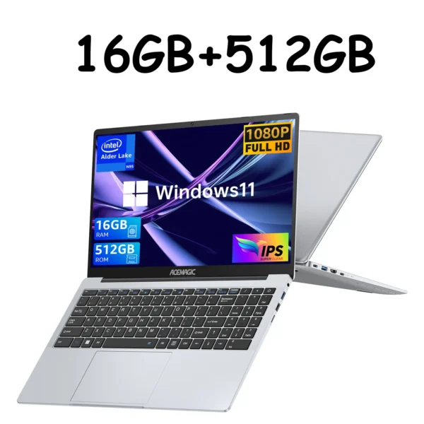 ACEMAGIC 15.6" Ultra Slim Laptop 16GB RAM 512GB SSD Intel N97 Notebook Gamer 1920*1080 Display Office Study Computer Windows 11 – Image 8