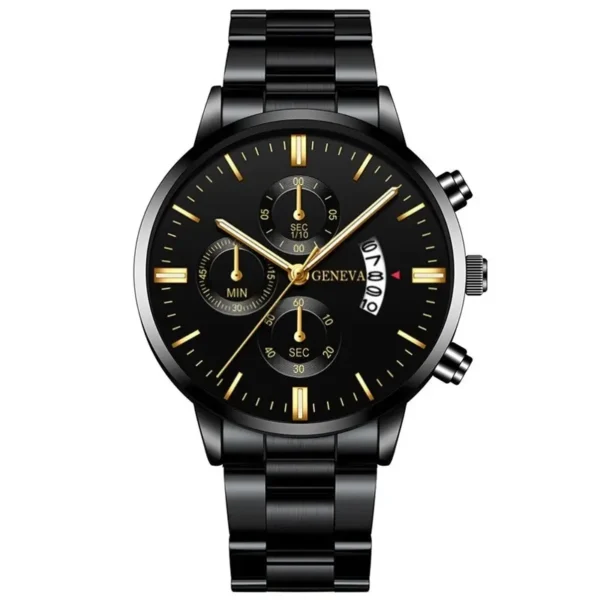 Fashion Men Black Stainless Steel Watch Luxury Calendar Quartz Wrist Watch Mens Business Watches for Man Clock Relogio Masculino – Image 8