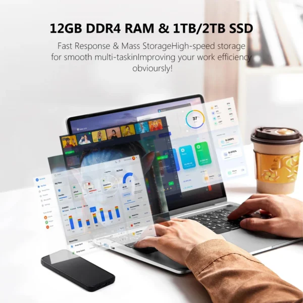 Laptop Computer Windows 11 Pro Intel Celeron N4000 2025 Notebook PC Gamer 12GB DDR4 512GB 1TB SSD 1920*1080 Office Computer PC – Image 2