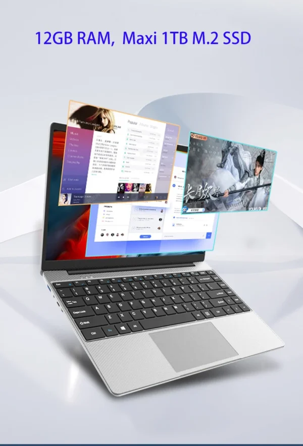 New 14 inch Slim Cheap Notebook Laptop 12GB RAM 1TB/512GB/256GB SSD Windows 10 Quad Core School Netbook Laptops – Image 11