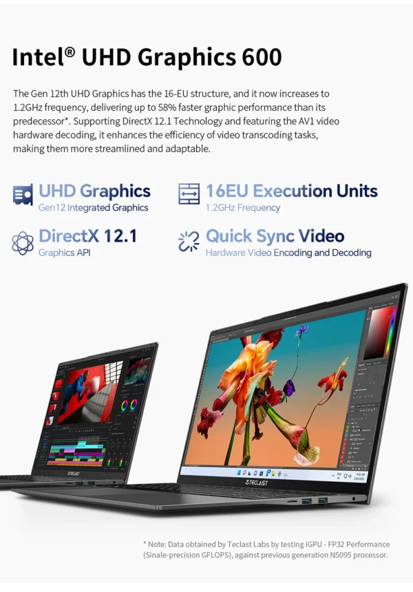 Teclast F17Plus 17.3 inch Laptop Intel N95 16GB RAM 512GB SSD Windows 11 Notebook 180° Flip Computer Backlit Keyboard mini-HDMI – Image 17