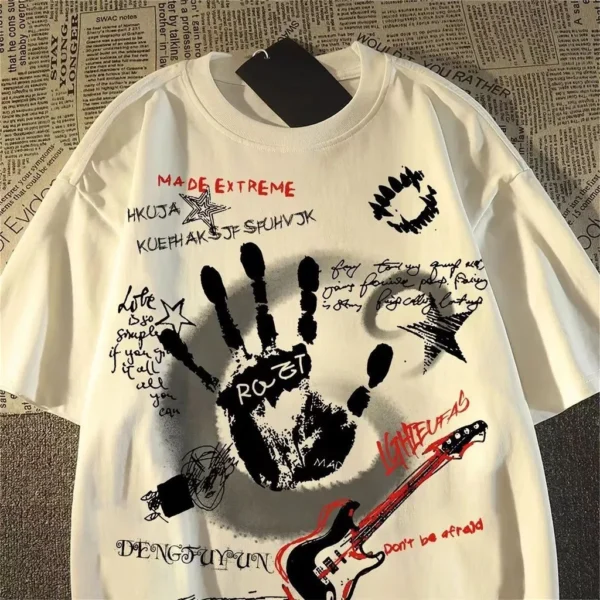 American Vintage Round Neck Short Sleeved T-shirt Men/Women Korean Inst Summer New Top – Image 2