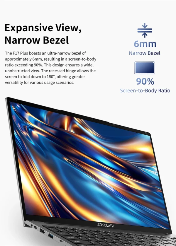 Teclast F17Plus 17.3 inch Laptop Intel N95 16GB RAM 512GB SSD Windows 11 Notebook 180° Flip Computer Backlit Keyboard mini-HDMI – Image 12