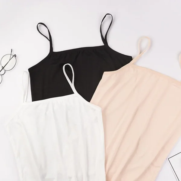 Summer Sexy Sling Camisoles Black White Tank Top Women Crop Tops Sleeveless T-Shirt Sport Vest Simple Solid Color Thin Camisole – Image 13