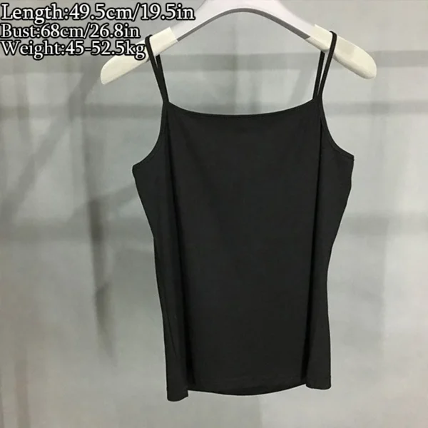 Summer Sexy Sling Camisoles Black White Tank Top Women Crop Tops Sleeveless T-Shirt Sport Vest Simple Solid Color Thin Camisole – Image 7